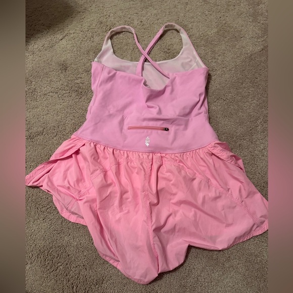 Free People Movement-Pink Righteous Runsie Cutout Criss Cross Workout Romper - Picture 5 of 9